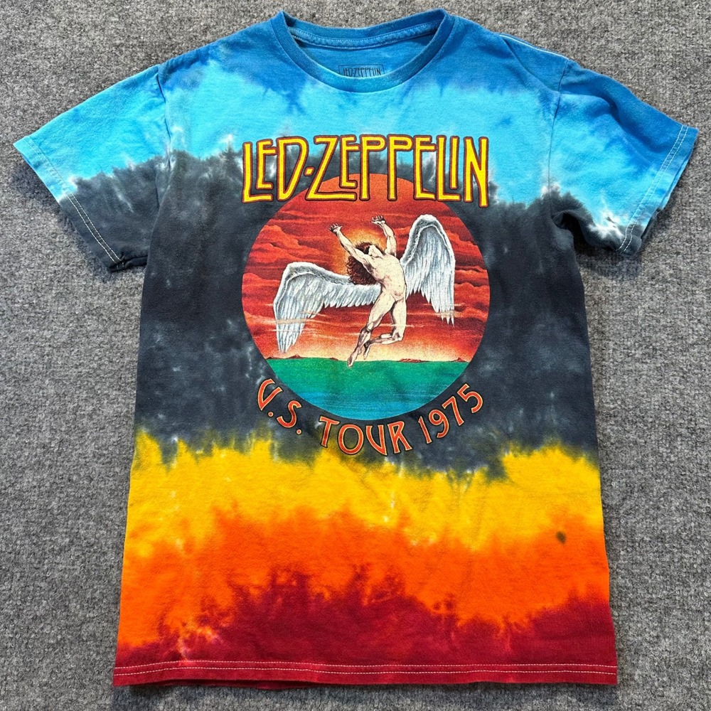 Led Zeppelin T Shirt Small Multi Tie Dye 1975 US Tour Rock Band Icarus Graphic‎